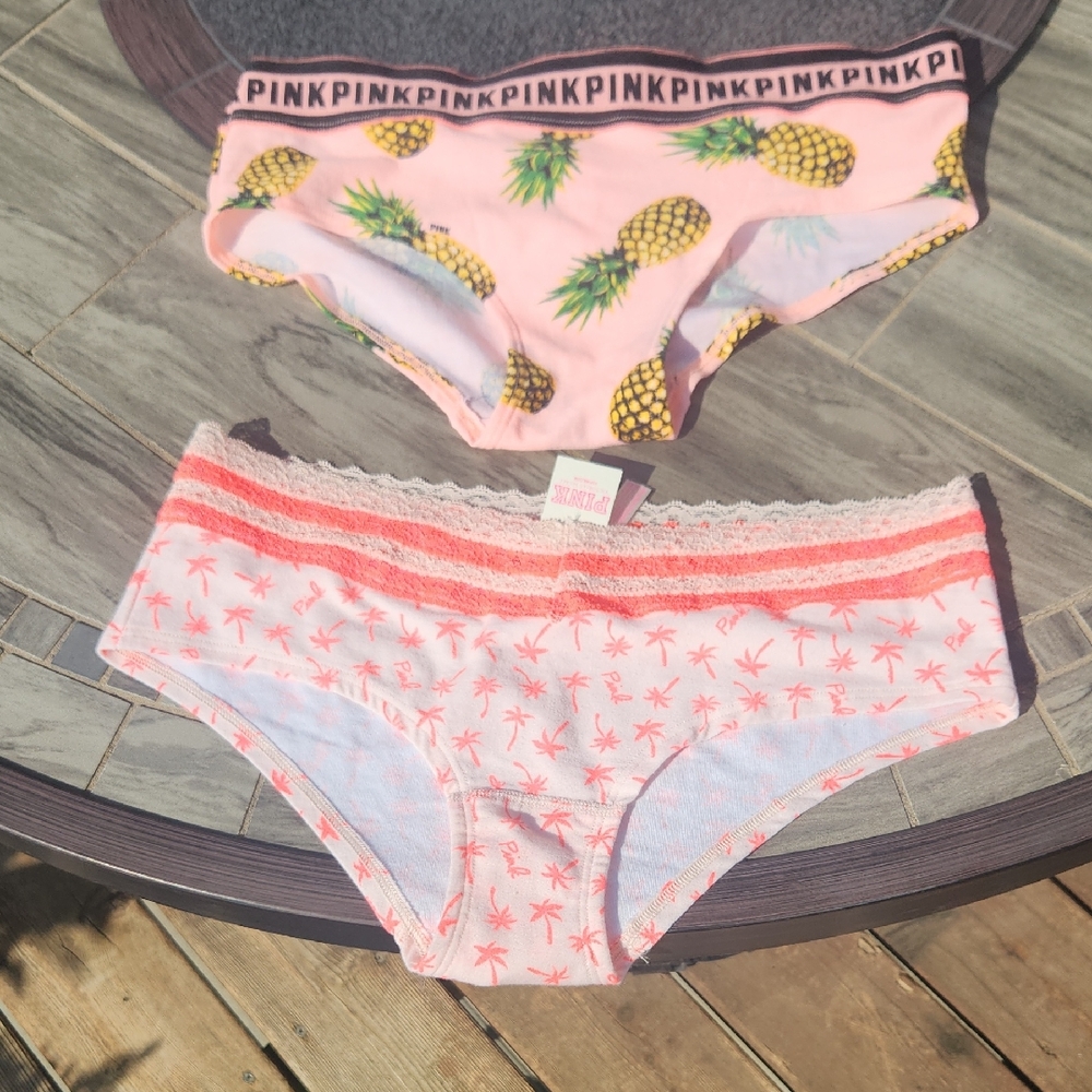 PINK Victoria's Secret Pineapple and Palm Tree Panties Set